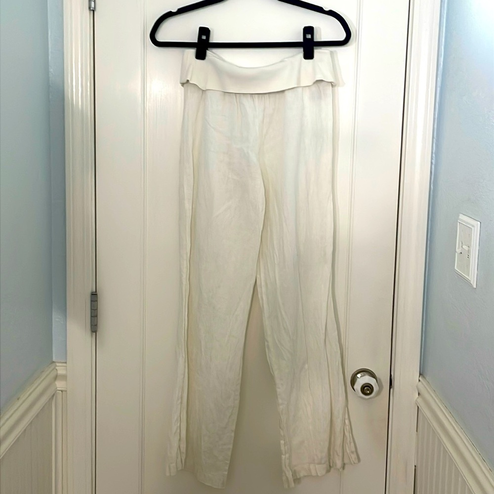 White linen pants